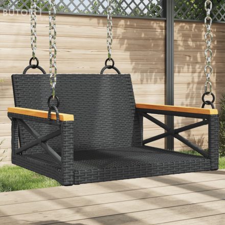 vidaXL fekete polyrattan hintapad 63 x 62 x 40 cm