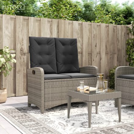 vidaXL szürke polyrattan dönthető kerti pad párnával