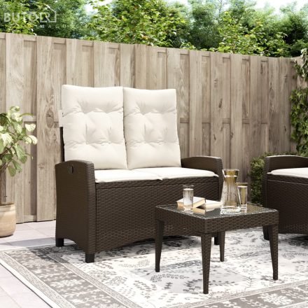 vidaXL barna polyrattan dönthető kerti pad párnával
