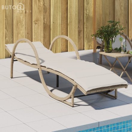 vidaXL bézs polyrattan napozóágy párnával 60 x 199 x 42 cm
