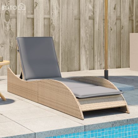 vidaXL bézs polyrattan napozóágy párnával 60x205x73 cm