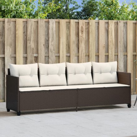 vidaXL barna polyrattan napozóágy párnával