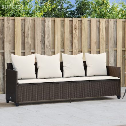 vidaXL barna polyrattan napozóágy párnával
