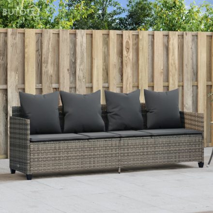 vidaXL szürke polyrattan napozóágy párnával