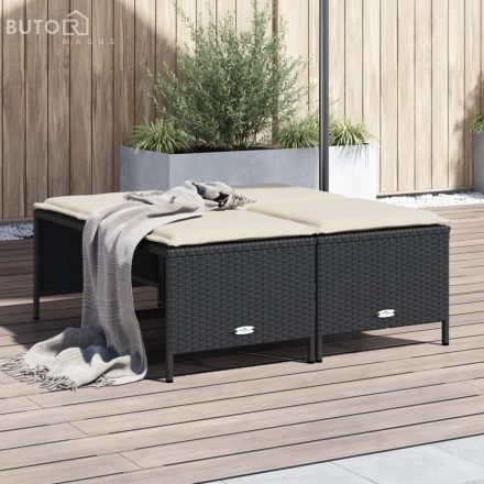 vidaXL 4 db fekete polyrattan kerti szék párnákkal