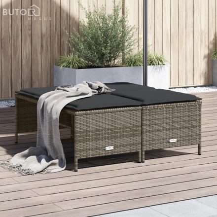vidaXL 4 db szürke polyrattan kerti szék párnákkal