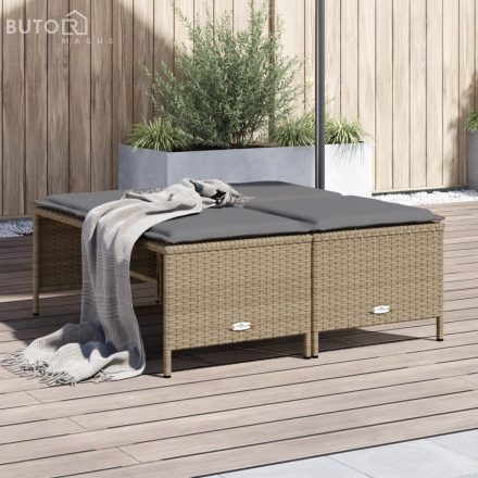 vidaXL 4 db bézs polyrattan kerti szék párnákkal