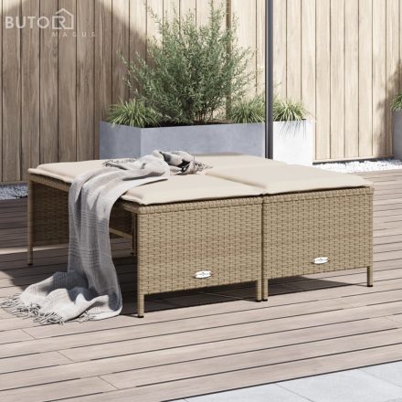 vidaXL 4 db bézs polyrattan kerti szék párnákkal