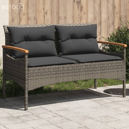 vidaXL szürke polyrattan kerti pad párnával 116 x 62,5 x 74