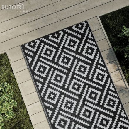 vidaXL kültéri szőnyeg ARAKIL fehér és fekete 80x250 cm PP