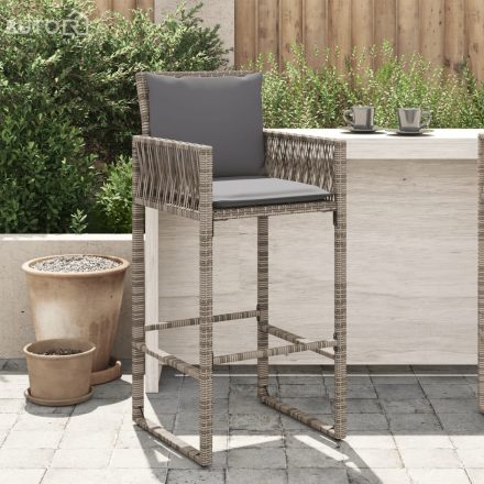 vidaXL 2 db szürke polyrattan kerti bárszék párnával