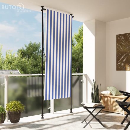 vidaXL kék és fehér szövet és acél kültéri roló 120 x 270 cm