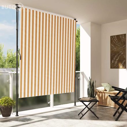 vidaXL narancssárga és fehér szövet és acél kültéri roló 150 x 270 cm