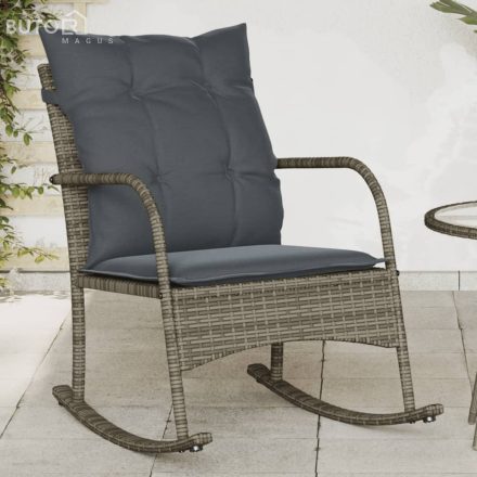 vidaXL szürke polyrattan kerti hintaszék párnával