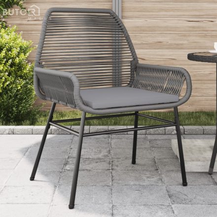 vidaXL 2 db szürke polyrattan kerti szék párnákkal