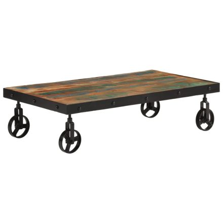 vidaXL tömör újrahasznosított fa kerekes dohányzóasztal 100x55x26 cm