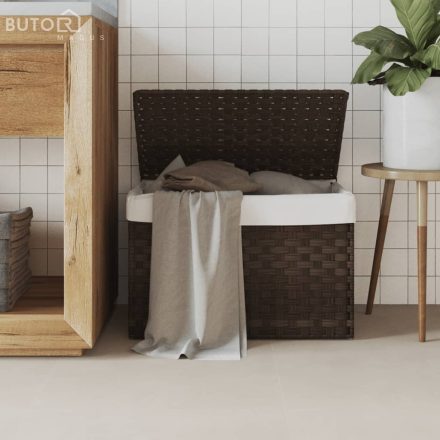 vidaXL sötétbarna polyrattan szennyeskosár fedéllel 55,5 x 35 x 34 cm