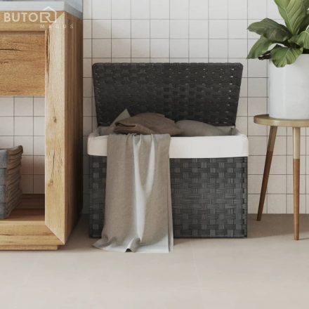 vidaXL szürke polyrattan szennyeskosár fedéllel 55,5 x 35 x 34 cm