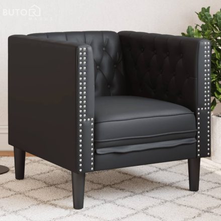 vidaXL fekete műbőr Chesterfield kanapé