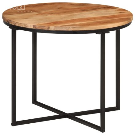 vidaXL tömör akácfa és vas dohányzóasztal 55 x 55 x 45 cm