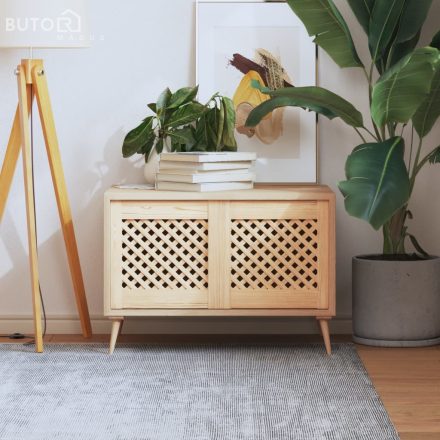 vidaXL 2 db tömör fenyőfa rácsos szekrényajtó 39,5 x 39,4 cm