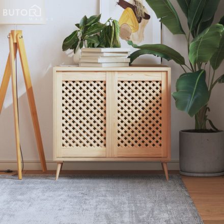 vidaXL 2 db tömör fenyőfa rácsos szekrényajtó 39,5x61,5 cm