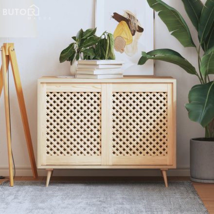 vidaXL 2 db tömör fenyőfa rácsos szekrényajtó 49,5x61,5 cm