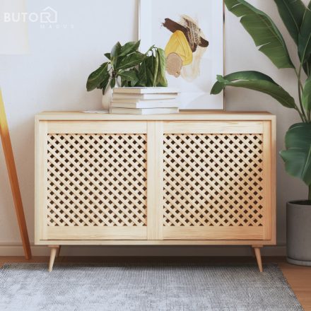 vidaXL 2 db tömör fenyőfa rácsos szekrényajtó 59,5x61,5 cm