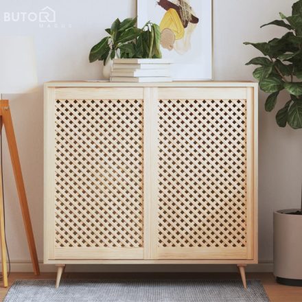 vidaXL 2 db tömör fenyőfa rácsos szekrényajtó 59,5x99 cm