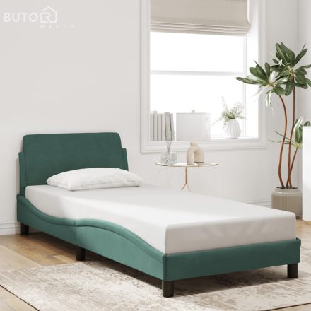 vidaXL sötétzöld bársony ágykeret matrac nélkül 90x190 cm