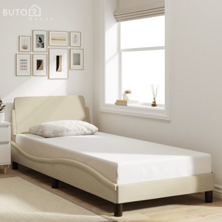 vidaXL krémszínű szövet ágykeret fejtámlával matrac nélkül 90x200 cm