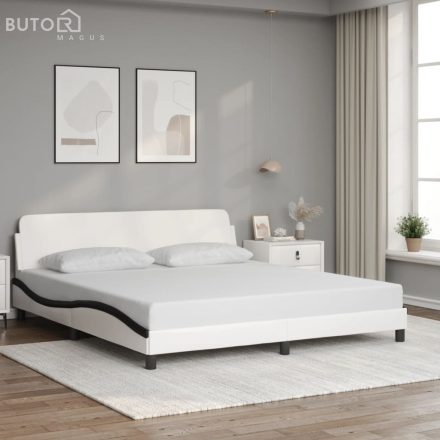 vidaXL fehér és fekete műbőr ágykeret fejtámlával 180x200 cm