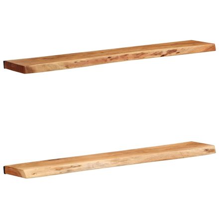 vidaXL 2 darab tömör akácfa fali polc 100x20x3,5 cm