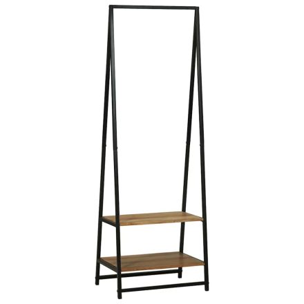 vidaXL Ruhafogó polcokkal Fekete 60 x 45 x 180 cm Tömör akácfa