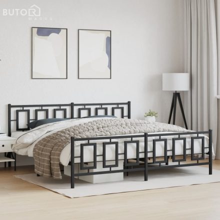 vidaXL fekete fém ágykeret fej- és lábtámlával 193 x 203 cm