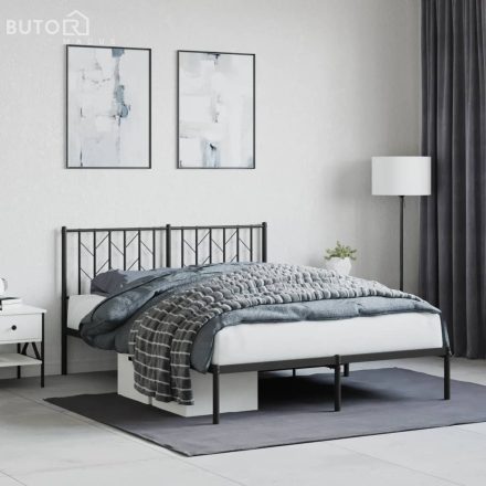 vidaXL fekete fém ágykeret fejtámlával 140 x 190 cm