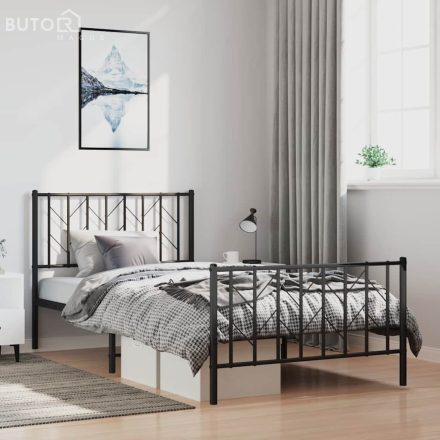 vidaXL fekete fém ágykeret fej- és lábtámlával 100 x 200 cm