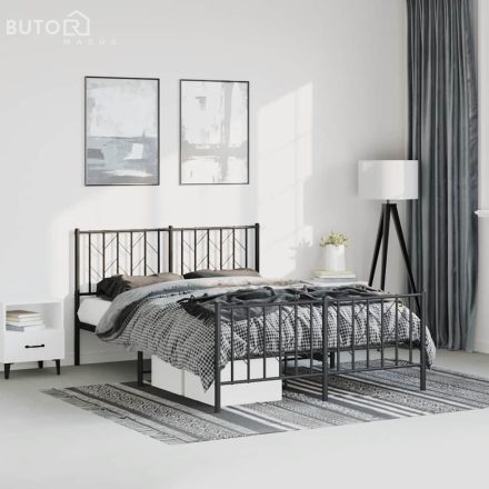 vidaXL fekete fém ágykeret fej- és lábtámlával 193 x 203 cm