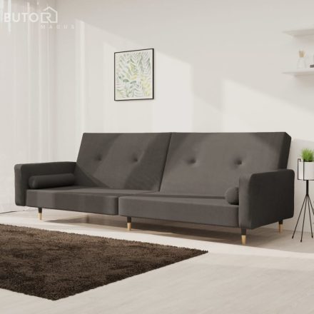 vidaXL kétszemélyes sötétzöld bársony kanapéágy két párnával