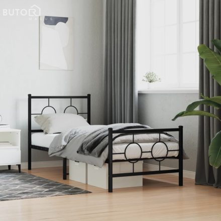 vidaXL fekete fém ágykeret fej- és lábtámlával 75 x 190 cm