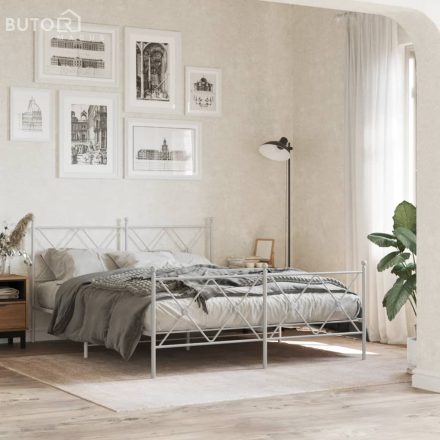 vidaXL fehér fém ágykeret fej- és lábtámlával 150x200 cm