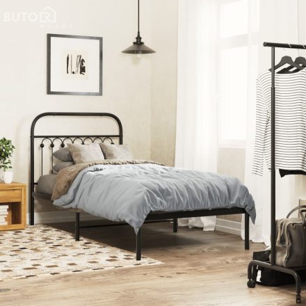 vidaXL fekete fém ágykeret fejtámlával 90 x 190 cm
