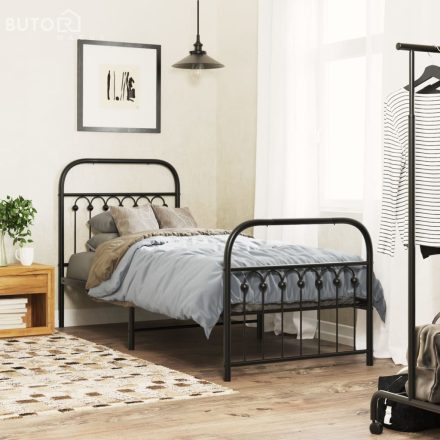 vidaXL fekete fém ágykeret fej- és lábtámlával 80 x 200 cm