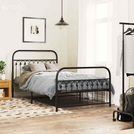 vidaXL fekete fém ágykeret fej- és lábtámlával 107 x 203 cm