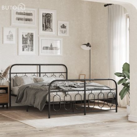 vidaXL fekete fém ágykeret fej- és lábtámlával 140 x 200 cm