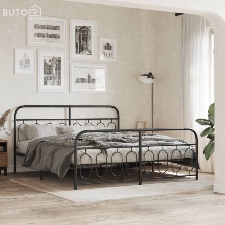 vidaXL fekete fém ágykeret fej- és lábtámlával 193 x 203 cm