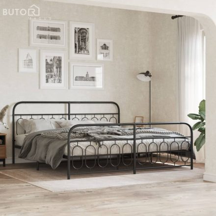 vidaXL fekete fém ágykeret fej- és lábtámlával 200 x 200 cm