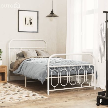 vidaXL fehér fém ágykeret fej- és lábtámlával 107 x 203 cm