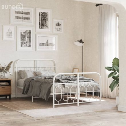 vidaXL fehér fém ágykeret fej- és lábtámlával 120x200 cm