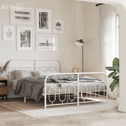 vidaXL fehér fém ágykeret fej- és lábtámlával 135x190 cm